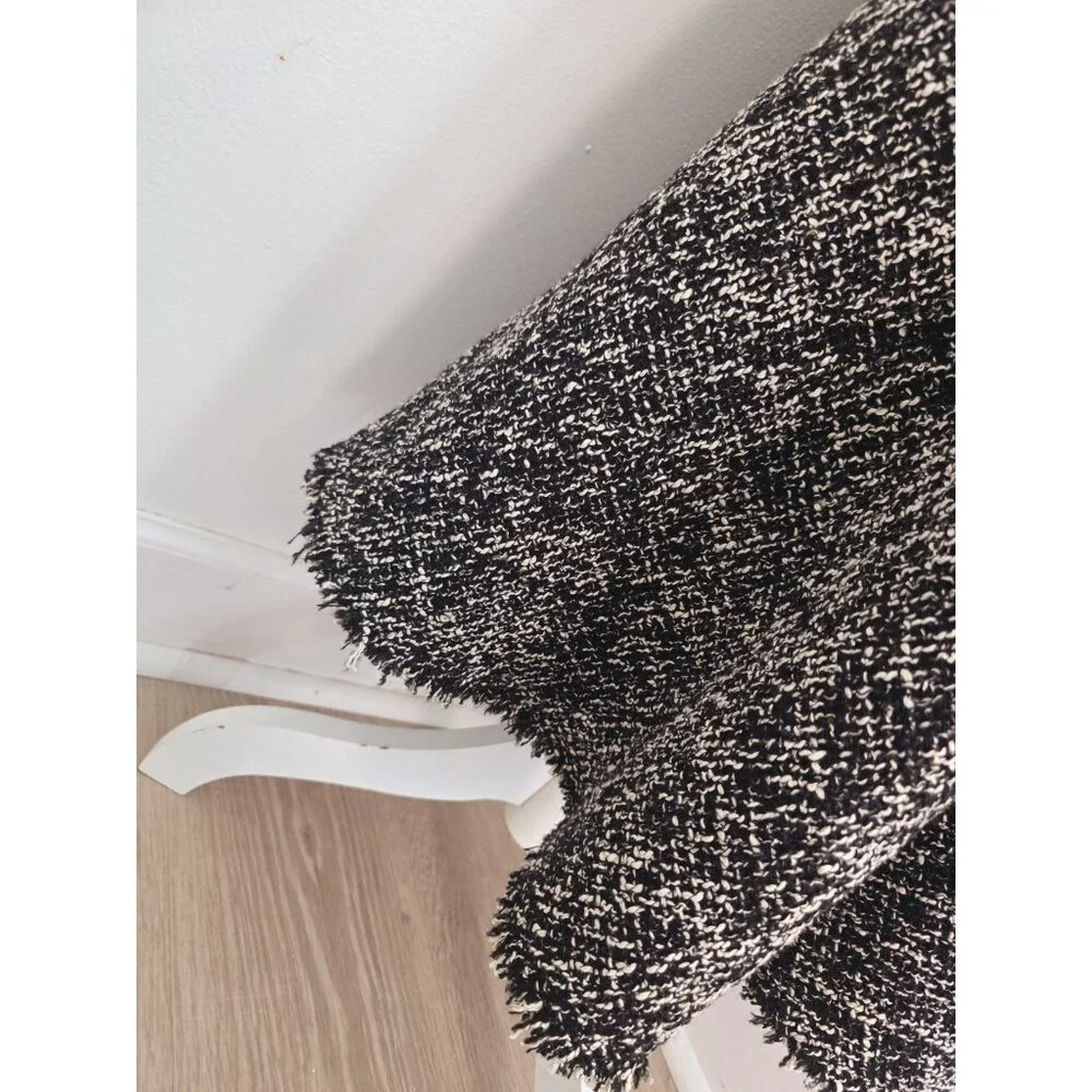 Jason Wu Tweed Cotton Blend Black White Full A-line Midi Knit Fringe Skirt 6 S - Picture 5 of 10